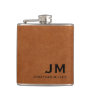 Modern Minimalist Monogram Sable Brown Leather Flask