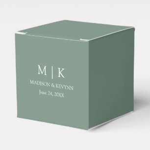Modern Minimalist Monogram Sage Green Wedding Favor Boxes