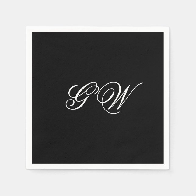 Modern Minimalist Monogram Script Paper Napkin (Front)