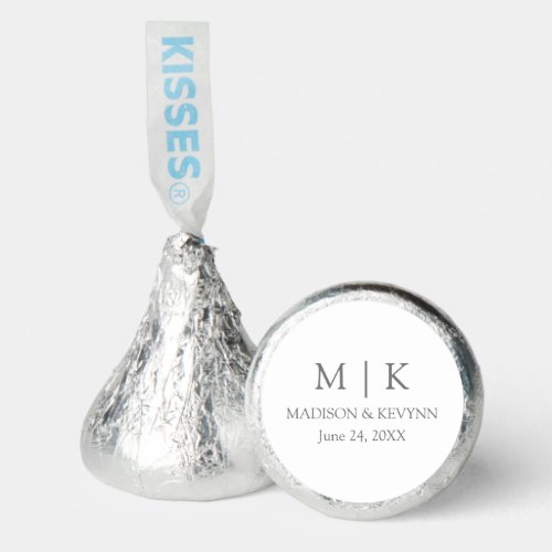 Modern Minimalist Monogram Silver Wedding Hersheys Kisses