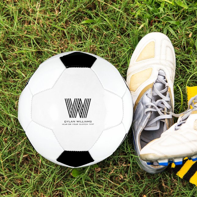 Modern Minimalist Monogram Soccer Ball (Creator Uploaded)