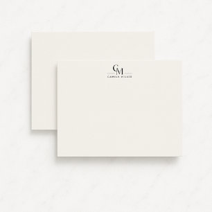 Modern Minimalist Monogram Stationery Note Card