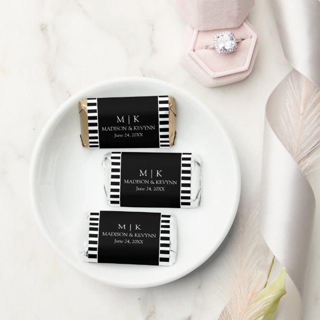 Modern Minimalist Monogram Striped Wedding Hershey's Miniatures (Wedding)