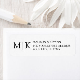 Modern Minimalist Monogram Wedding Address Label