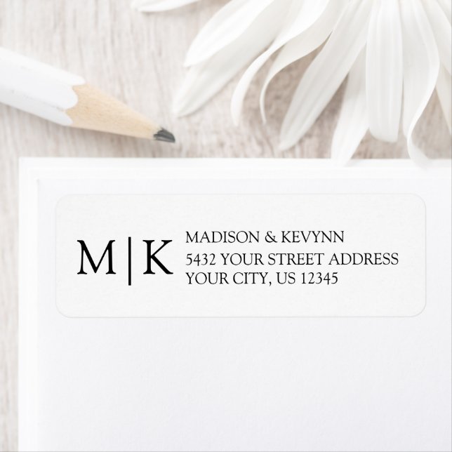 Modern Minimalist Monogram Wedding Address Label (Insitu)