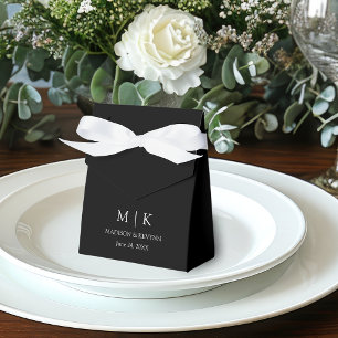 Modern Minimalist Monogram Wedding Black Favor Boxes