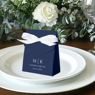 Modern Minimalist Monogram Wedding Blue Favor Boxes