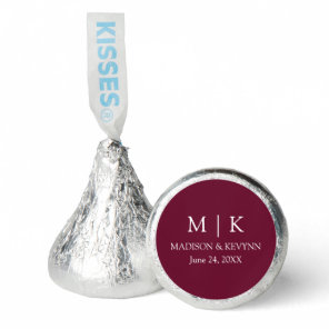 Modern Minimalist Monogram Wedding Burgundy Hershey®'s Kisses®