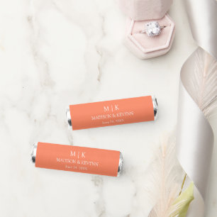 Modern Minimalist Monogram Wedding Coral Peach Breath Savers® Mints