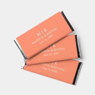 Modern Minimalist Monogram Wedding Coral Peach Hershey Bar Favors