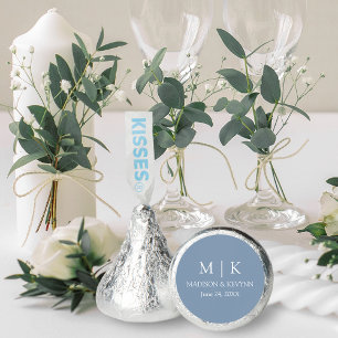 Modern Minimalist Monogram Wedding Dusty Blue Hershey®'s Kisses®