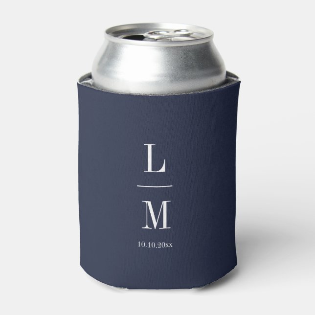 Modern Minimalist Monogram Wedding Elegant Names Can Cooler (Can Front)