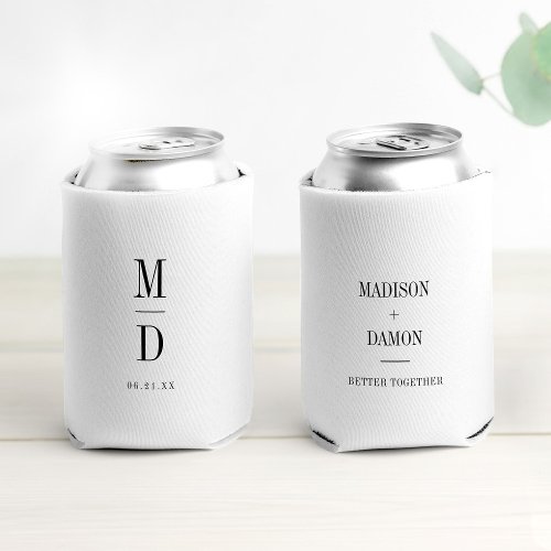 Modern Minimalist Monogram Wedding Elegant Names Can Cooler