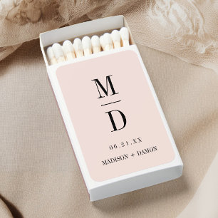 Modern Minimalist Monogram Wedding Elegant Names Matchboxes