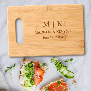 Modern Minimalist Monogram Wedding Engraved Cutting Board