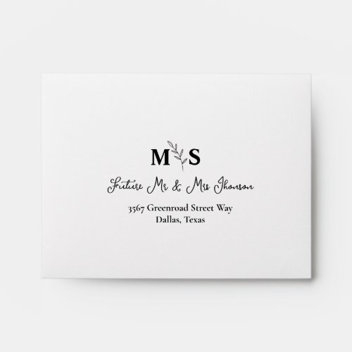 Modern Minimalist Monogram wedding Envelope