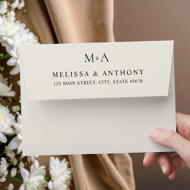 Modern Minimalist Monogram Wedding  Envelope (Creator Uploaded)