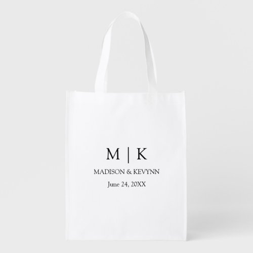 Modern Minimalist Monogram Wedding Favor Gift Bag