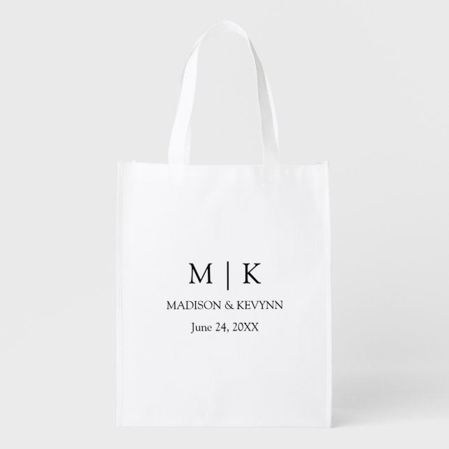Modern Minimalist Monogram Wedding Favor Gift Bag (Front)