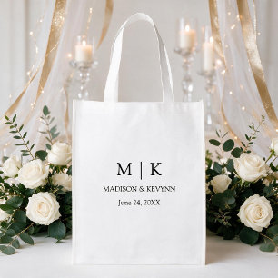 Modern Minimalist Monogram Wedding Favor Gift Bag