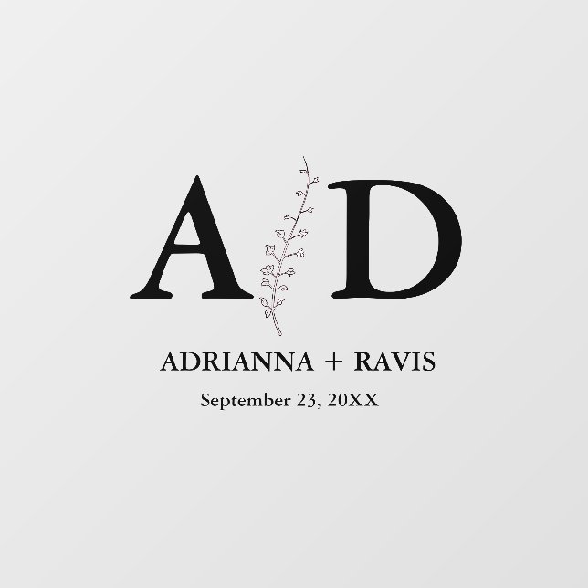 Modern Minimalist Monogram Wedding Floor Decals (Front)