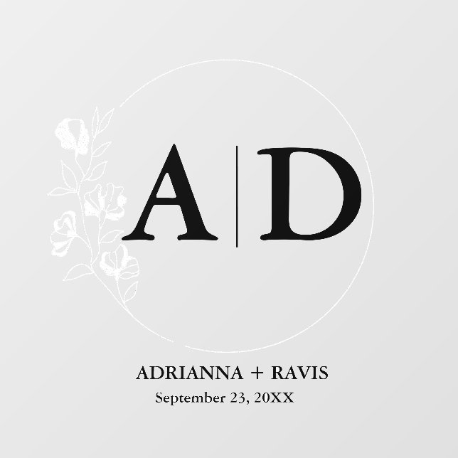 Modern Minimalist Monogram Wedding Floor Decals (Front)
