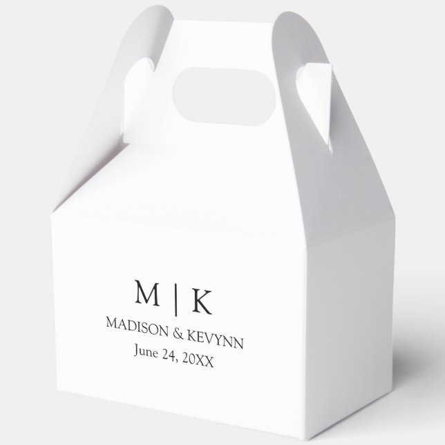 Modern Minimalist Monogram Wedding Gable Favor Boxes (Front)