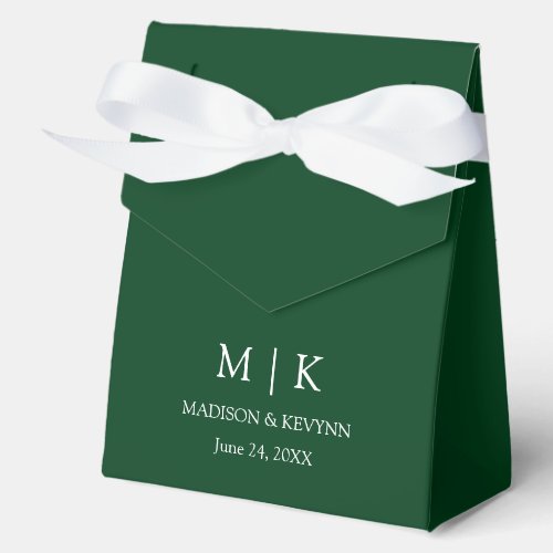 Modern Minimalist Monogram Wedding Green Favor Boxes