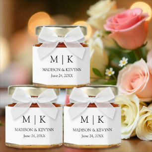 Modern Minimalist Monogram Wedding Honey Jar Favors