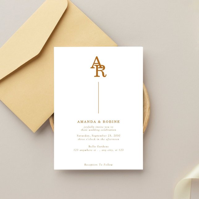 Modern Minimalist Monogram Wedding Invitation (Creator Uploaded)