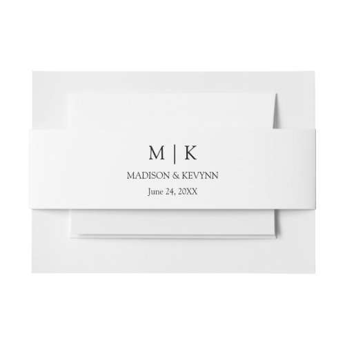 Modern Minimalist Monogram Wedding Invitation Belly Band