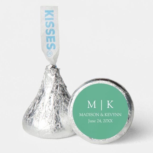 Modern Minimalist Monogram Wedding Mint Green Hershey®'s Kisses® (Front)