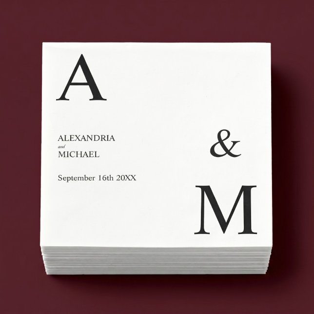 Modern Minimalist Monogram Wedding Napkins (Creator Uploaded)