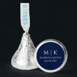 Modern Minimalist Monogram Wedding Navy Blue Hershey®'s Kisses®<br><div class="desc">Modern Minimalist yet Elegant Couple Monogram Initials,  Names and Date Wedding Chocolate Candy - Navy Blue</div>