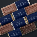 Modern Minimalist Monogram Wedding Navy Blue Hershey's Miniatures<br><div class="desc">Modern Minimalist yet Elegant Couple Monogram Initials,  Names and Date Wedding Chocolate Candy Bars - Navy Blue</div>