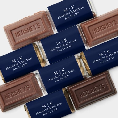 Modern Minimalist Monogram Wedding Navy Blue Hersheys Miniatures