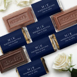 Modern Minimalist Monogram Wedding Navy Blue Hershey's Miniatures<br><div class="desc">Modern Minimalist yet Elegant Couple Monogram Initials,  Names and Date Wedding Chocolate Candy Bars - Navy Blue</div>
