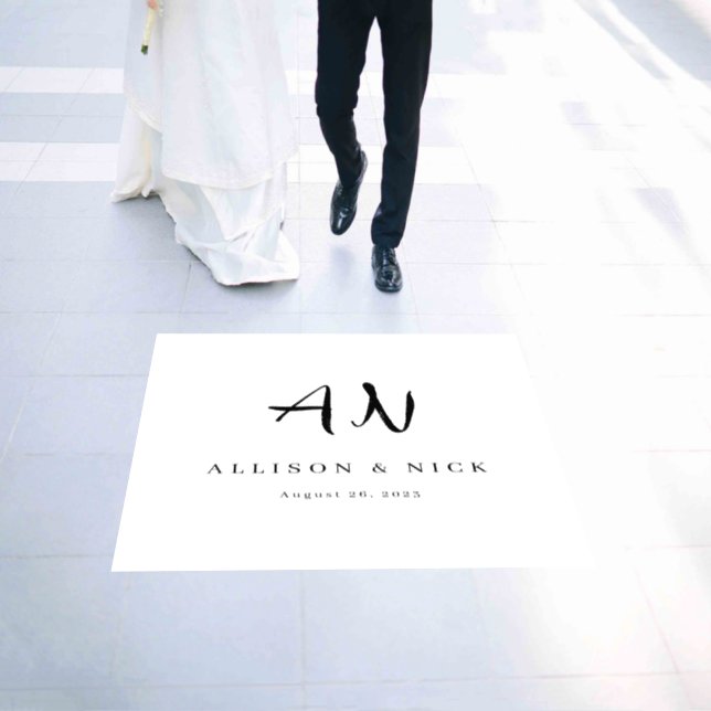 Modern Minimalist Monogram Wedding Reception Floor Decals (Wedding)