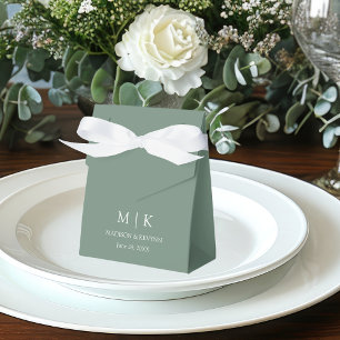 Modern Minimalist Monogram Wedding Sage Green Favor Boxes
