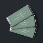 Modern Minimalist Monogram Wedding Sage Green Hershey Bar Favors<br><div class="desc">Modern Minimalist yet Elegant Couple Monogram Initials,  Names and Date Wedding Chocolate Candy Bars - Sage Green</div>
