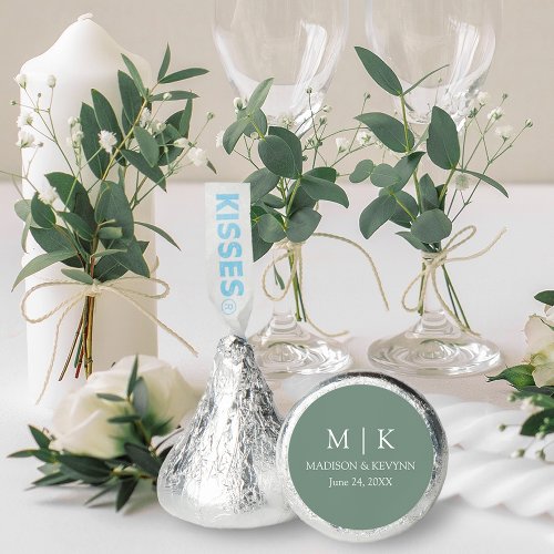 Modern Minimalist Monogram Wedding Sage Green Hersheys Kisses