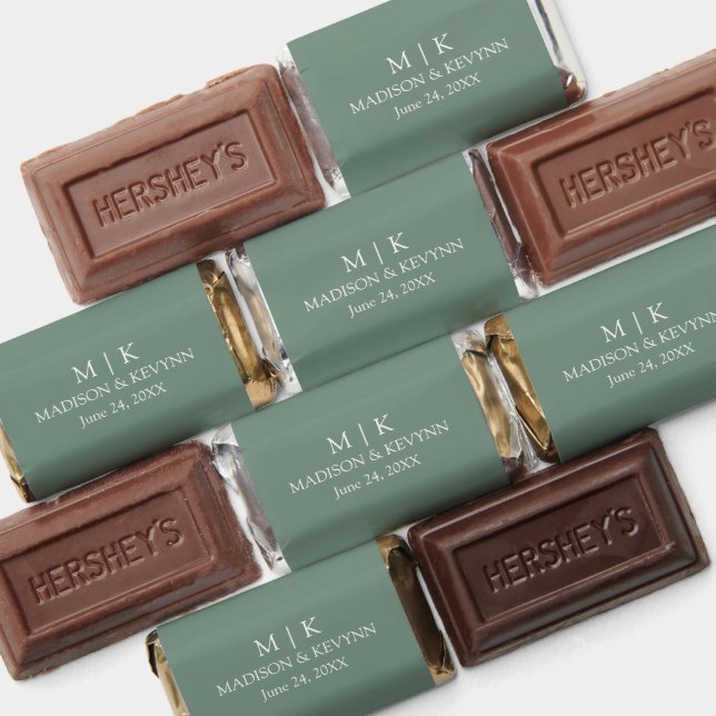 Modern Minimalist Monogram Wedding Sage Green Hershey's Miniatures (Assorted)