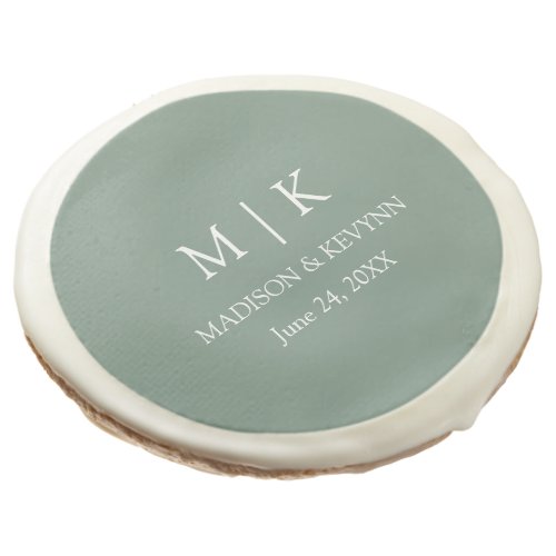 Modern Minimalist Monogram Wedding Sage Green Sugar Cookie