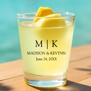 Modern Minimalist Monogram Wedding Shot Glass