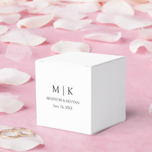 Modern Minimalist Monogram Wedding Square Favor Boxes