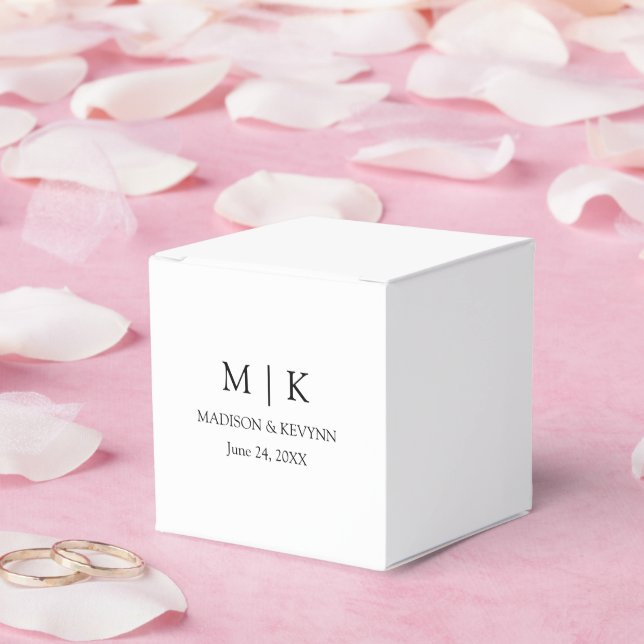 Modern Minimalist Monogram Wedding Square Favor Boxes (Wedding)