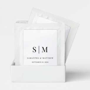 Modern Minimalist Monogram Wedding Tea Bag Drink Mix