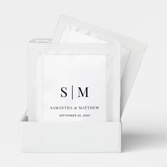 Modern Minimalist Monogram Wedding  Tea Bag Drink Mix (Pair)