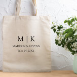 Modern Minimalist Monogram Wedding Tote Bag<br><div class="desc">Modern Minimalist yet Elegant Couple Monogram Initials,  Names and Date Wedding Tote Bag - Black & White. Great to use as favor bags,  bridesmaid,  groomsman and wedding party gifts.</div>