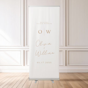 Modern Minimalist Monogram Wedding Welcome Retractable Banner